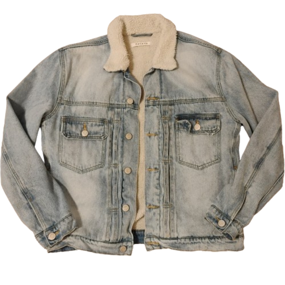 PACSUN Sherpa Trucker Jean Denim Jacket Large Light Wash Outdoor